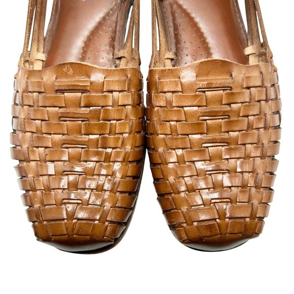 Sunsteps | Women | Golden Tan Hand Woven Leather Huaruche Slip-On Sandals | Sz 8 - Picture 7 of 13